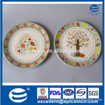 color leaves decoration dinner plate ceramic, porcelain tableware round plate